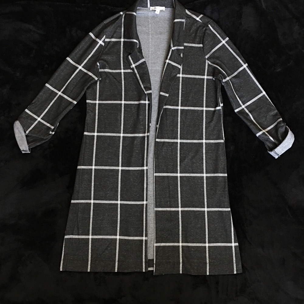 Soleillee Black & Grey Extended Cardigan